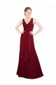Burgundy Chiffon V-Neck Long Sleeveless Bridesmaid Dress / Evening Dress Toowoomba