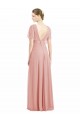 V-Back Soft Chiffon V-Neck Short Sleeves Long Bridesmaid Dress / Formal Dress Toowoomba