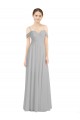 Low Back Silver Lxue Chiffon Off the Shoulder Long Sleeveless Bridesmaid Dress Toowoomba