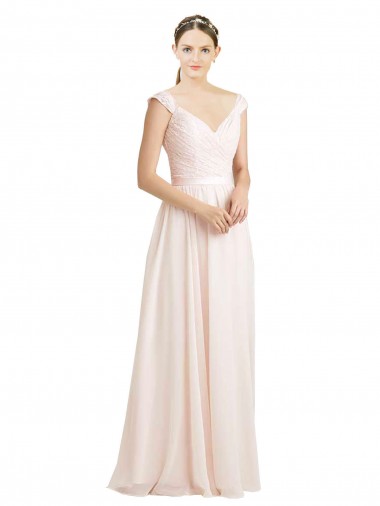 V-Back Soft Chiffon & Lace Sweetheart Long Sleeveless Bridesmaid Dress Toowoomba