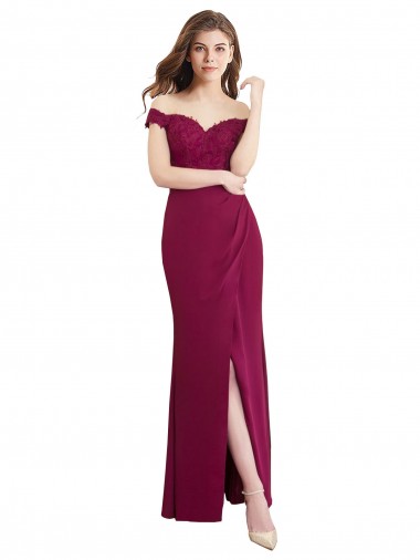 Soft Chiffon & Lace Off the Shoulder Long Sleeveless Bridesmaid Dress / Formal Dress Toowoomba