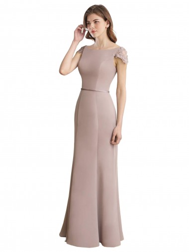 Soft Chiffon & Lace Scoop Neck Long Cap Sleeves Formal Dress / Bridesmaid Dress Toowoomba