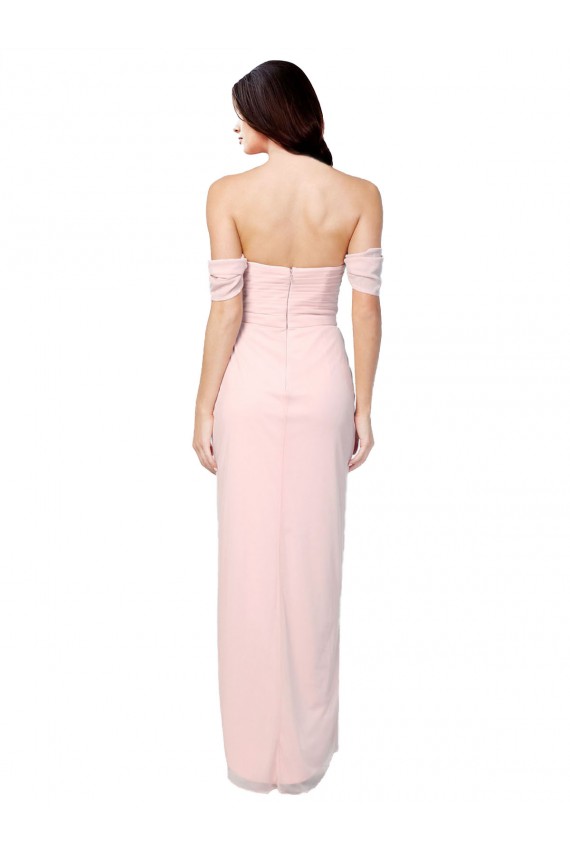 Soft Chiffon Off the Shoulder Sleeveless High Low Bridesmaid Dress Toowoomba