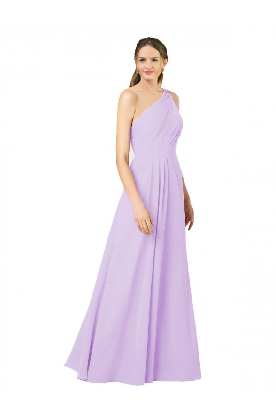 Lilac Soft Chiffon One Shoulder Long Sleeveless Formal Evening Gown / Bridesmaid Dress Toowoomba