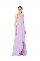 Open Back Soft Chiffon V-Neck Long Sleeveless High Low Bridesmaid Dress Toowoomba