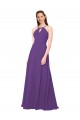 Plum Purple Soft Chiffon High Neck Long Sleeveless Bridesmaid Dress Toowoomba