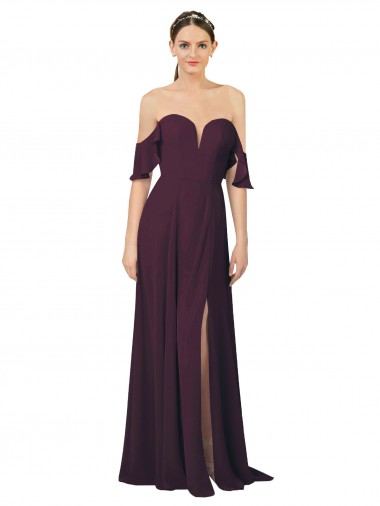 Soft Chiffon Sweetheart Long Cold Shoulder Formal Dress / Bridesmaid Dress Toowoomba