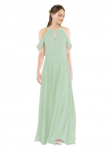 Sheath Soft Chiffon Off the Shoulder Long Sleeveless Bridesmaid Dress Toowoomba