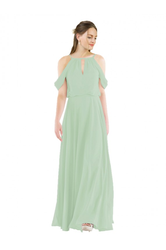 Sheath Soft Chiffon Off the Shoulder Long Sleeveless Bridesmaid Dress Toowoomba