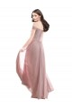 Pink Soft Chiffon & Lace Off the Shoulder Long Cap Sleeves Bridesmaid Dress Toowoomba