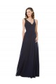 Keyhole Back Soft Chiffon & Lace V-Neck Long Sleeveless Bridesmaid Dress Toowoomba