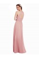 Keyhole Back Bliss Pink Soft Chiffon Halter Neck Long Sleeveless Bridesmaid Dress Toowoomba