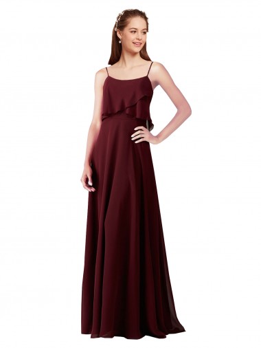 Chiffon Spaghetti Straps Long Sleeveless Bridesmaid Gowns Toowoomba