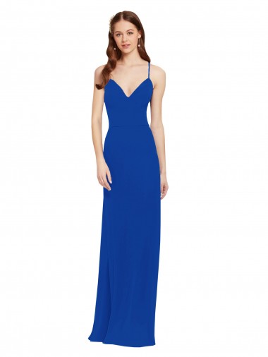 Keyhole Back Soft Chiffon Spaghetti Straps Long Sleeveless Bridesmaid Dress / Formal Dress Toowoomba
