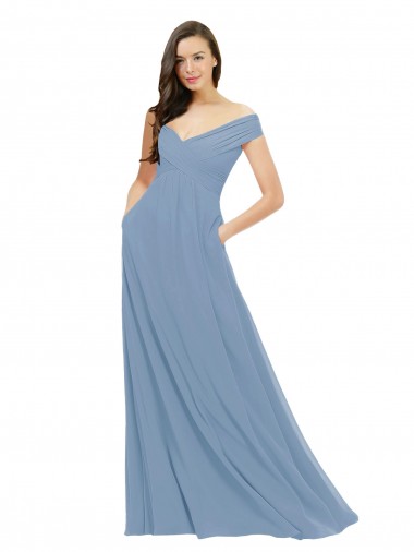 Chiffon Off the Shoulder Long Sleeveless Bridesmaid Dress / Evening Gowns Toowoomba