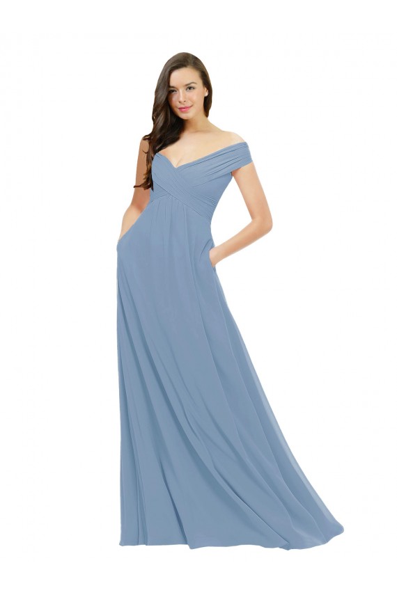 Chiffon Off the Shoulder Long Sleeveless Bridesmaid Dress / Evening Gowns Toowoomba