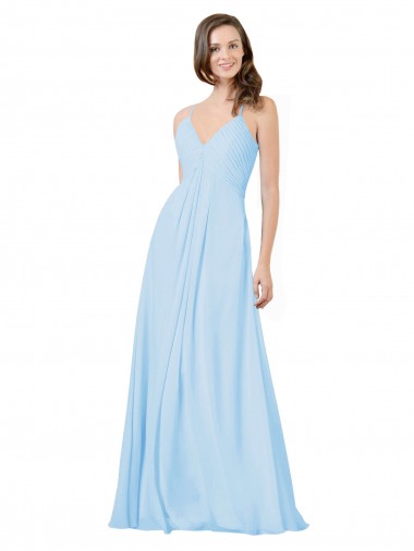 Keyhole Back Chiffon Spaghetti Straps Long Sleeveless Formal Dress / Bridesmaid Dress Toowoomba