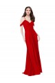 Open Back Dark Red Soft Chiffon V-Neck Long Sleeveless Bridesmaid Dress Toowoomba