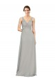 Silver Soft Chiffon V-Neck Long Sleeveless Bridesmaid Dress Toowoomba