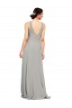 Silver Soft Chiffon V-Neck Long Sleeveless Bridesmaid Dress Toowoomba