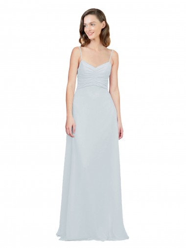Frost Soft Chiffon Spaghetti Straps Long Sleeveless Bridesmaid Dress Toowoomba