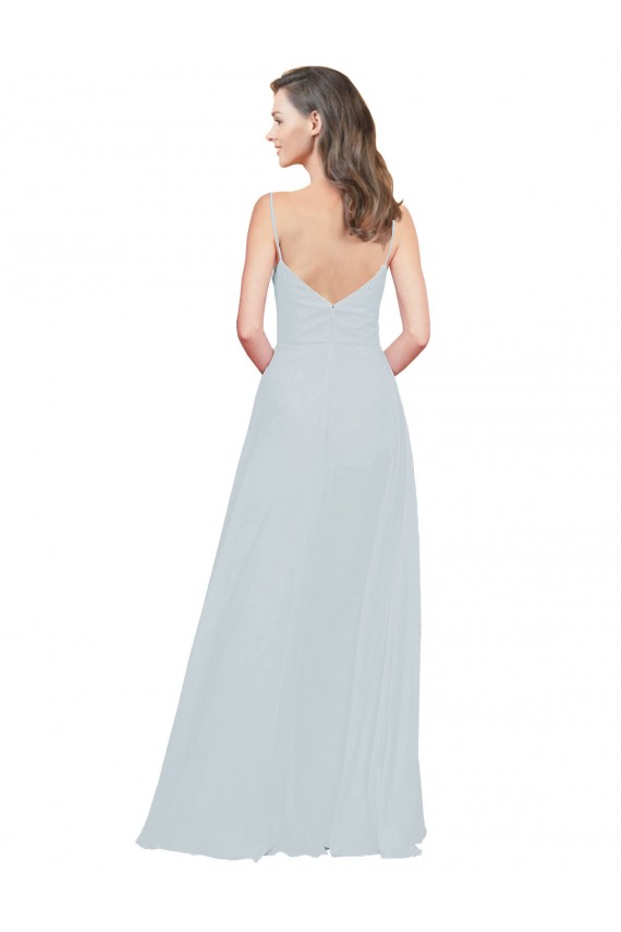 Frost Soft Chiffon Spaghetti Straps Long Sleeveless Bridesmaid Dress Toowoomba
