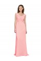 Salmon Soft Chiffon V-Neck Long Sleeveless Bridesmaid Dress Toowoomba