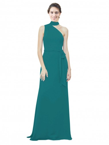Hunter Soft Chiffon One Shoulder Long Sleeveless Bridesmaid Dress Toowoomba