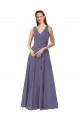 Silver Stone Soft Chiffon V-Neck Long Sleeveless Bridesmaid Dress Toowoomba