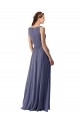 Silver Stone Soft Chiffon V-Neck Long Sleeveless Bridesmaid Dress Toowoomba