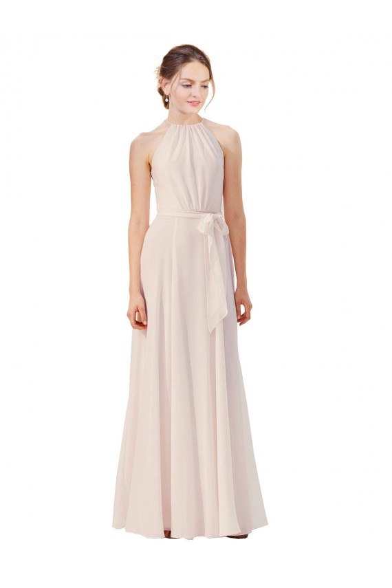 Soft Chiffon Bateau Neck Long Sleeveless Bridesmaid Dress Toowoomba