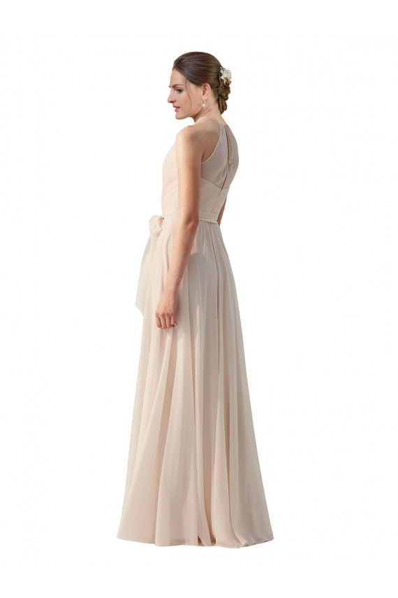 Soft Chiffon Bateau Neck Long Sleeveless Bridesmaid Dress Toowoomba