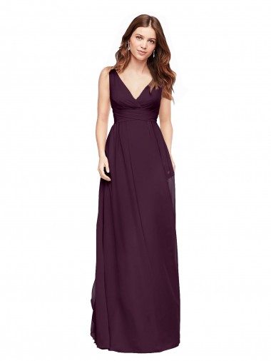 Chiffon V-Neck Long Sleeveless Evening Gowns / Bridesmaid Dresses Toowoomba