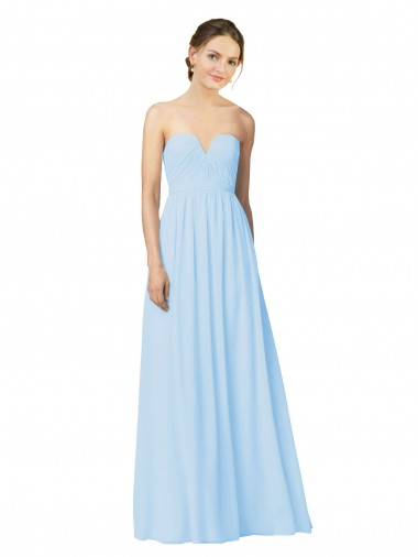 Light Sky Blue Soft Chiffon Sweetheart Long Sleeveless Formal Dress / Bridesmaid Dress Toowoomba