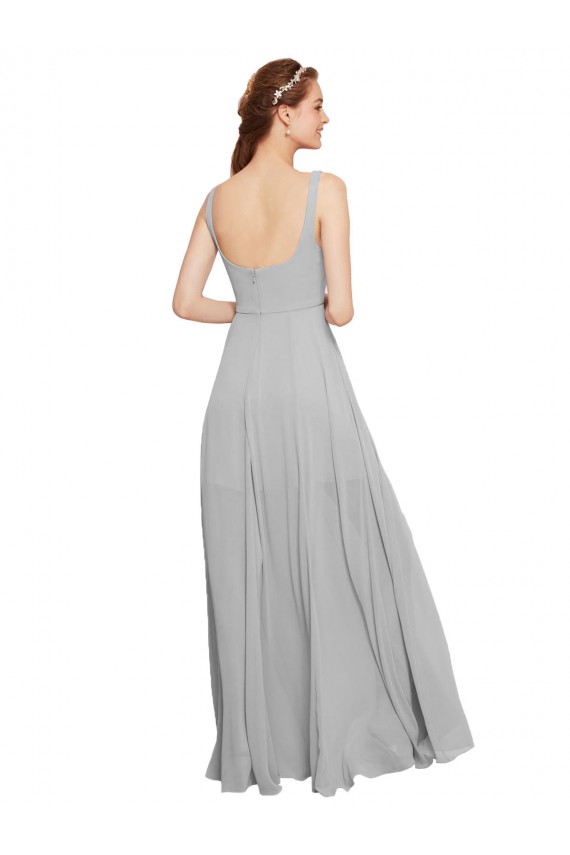 Dark Navy Chiffon Spaghetti Straps Long Sleeveless Bridesmaid Dress / Evening Dress Toowoomba