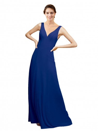 Low Back Chiffon V-Neck Long Floor Length Sleeveless Bridesmaid Dress Toowoomba