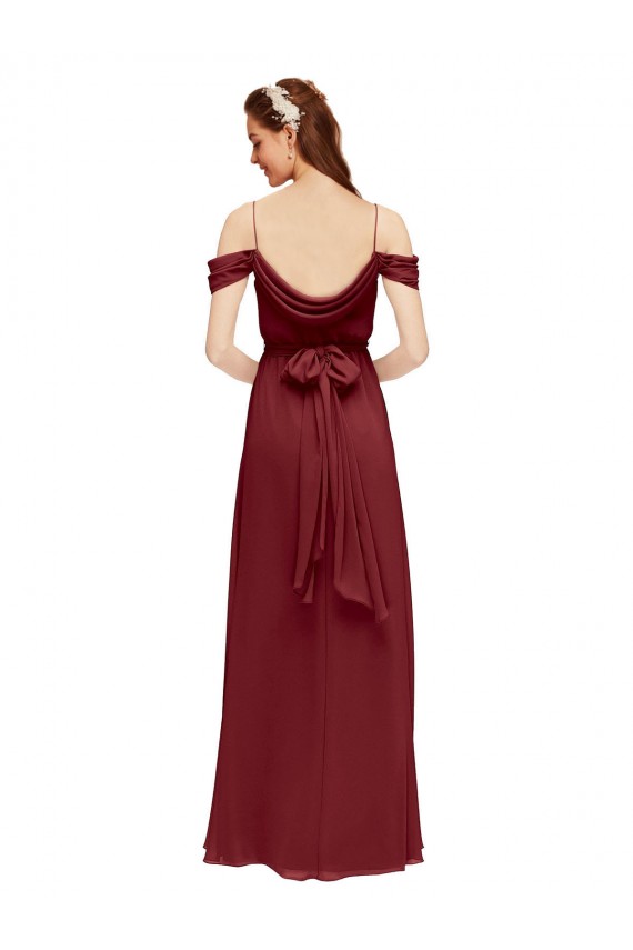 Burgundy Soft Chiffon Off the Shoulder Long Sleeveless Formal Dress / Bridesmaid Dress Toowoomba