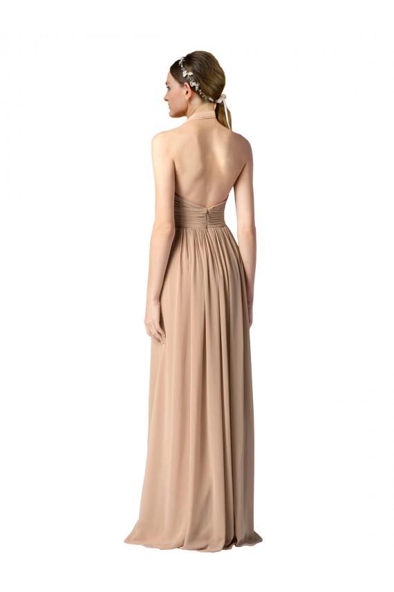 Open Back Soft Chiffon Halter Neck Long Sleeveless Bridesmaid Dress / Formal Dress Toowoomba