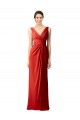V-Back Red Soft Chiffon V-Neck Long Sleeveless Bridesmaid Dress Toowoomba
