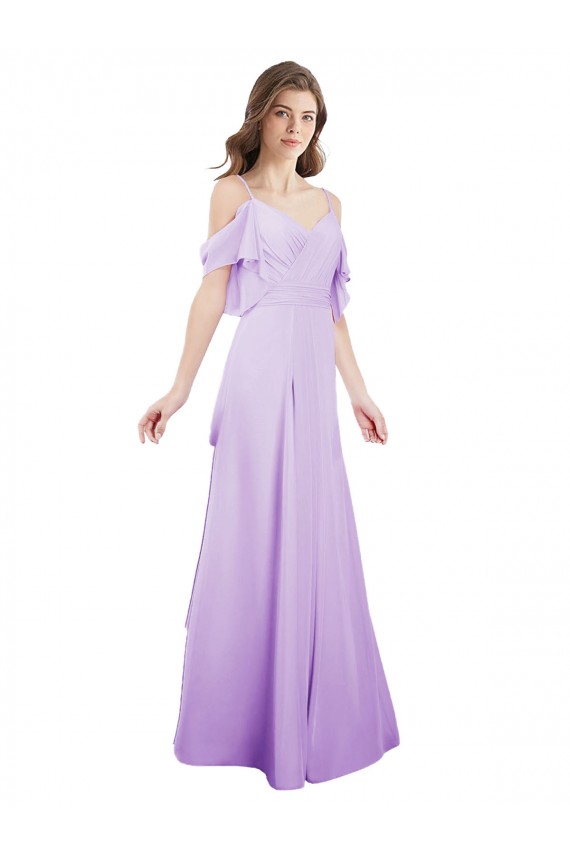 Soft Chiffon Off the Shoulder Long Cold Shoulder Formal Dress / Bridesmaid Dress Toowoomba