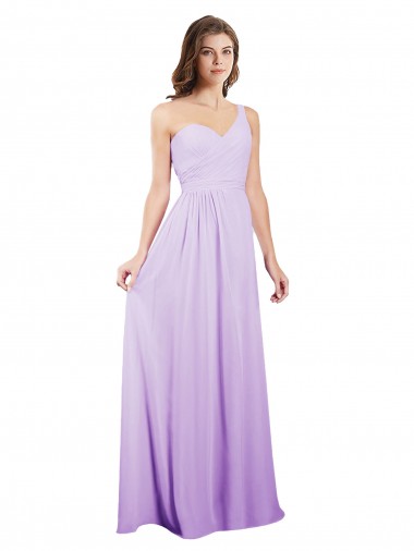 Lilac Chiffon One Shoulder Long Sleeveless Bridesmaid Dress / Evening Dress Toowoomba