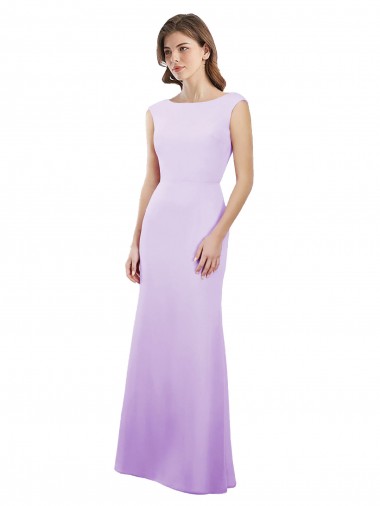 Open Back Soft Chiffon Round Neck Long Cap Sleeves Bridesmaid Dress Toowoomba