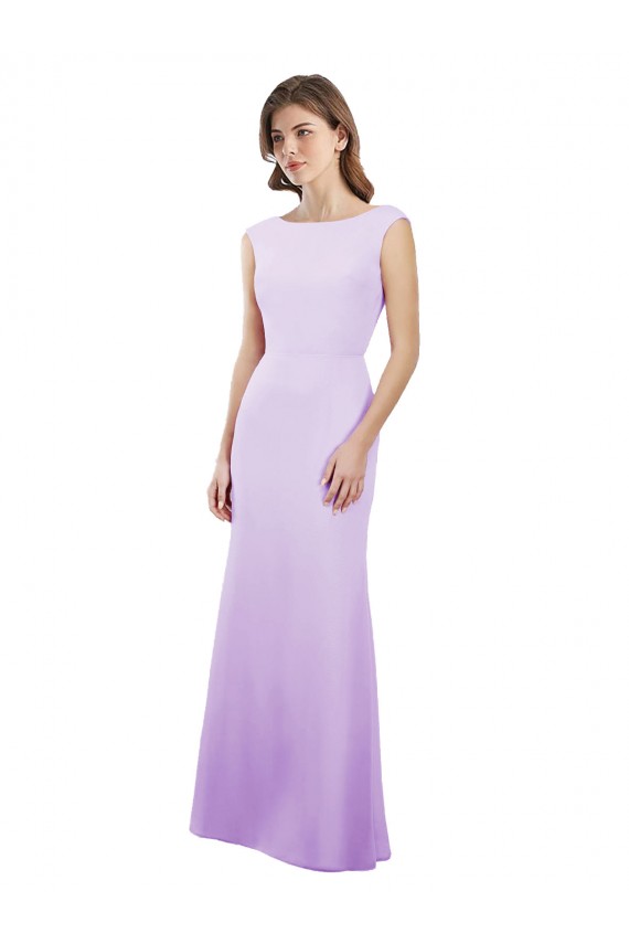 Open Back Soft Chiffon Round Neck Long Cap Sleeves Bridesmaid Dress Toowoomba