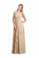 Open Back Champagne Soft Chiffon Spaghetti Straps Long Sleeveless Bridesmaid Dress Toowoomba