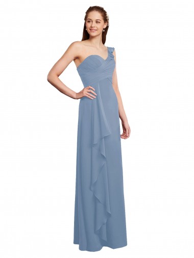 Chiffon One Shoulder Long Sleeveless Formal Dress / Bridesmaid Dress Toowoomba