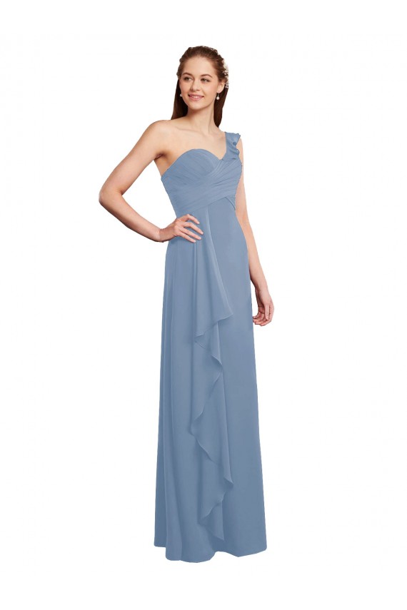 Chiffon One Shoulder Long Sleeveless Formal Dress / Bridesmaid Dress Toowoomba