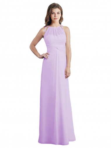 Keyhole Back Soft Chiffon Halter Neck Long Sleeveless Bridesmaid Dress / Formal Dress Toowoomba