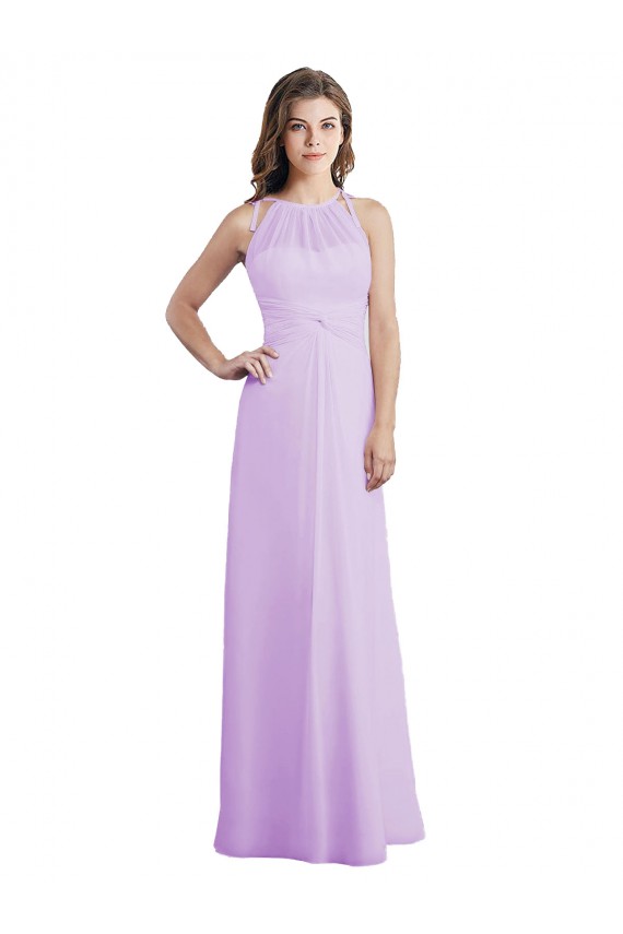 Keyhole Back Soft Chiffon Halter Neck Long Sleeveless Bridesmaid Dress / Formal Dress Toowoomba