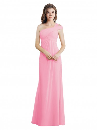 Chiffon One Shoulder Long Sleeveless Bridesmaid Dress Toowoomba