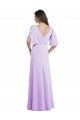 V-Back Soft Chiffon V-Neck Long Split Sleeves Bridesmaid Dress Toowoomba